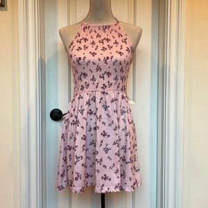 ASOS halter mini dress in pink floral print | US 2/UK 6